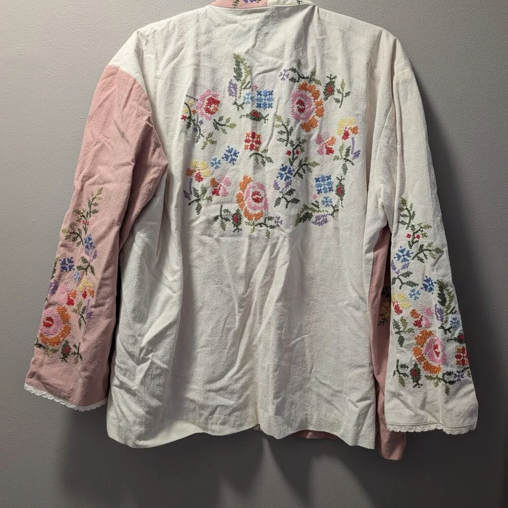 Zara KAFTAN WITH FLORAL EMBROIDERY Size S-M - Picture 3 of 7